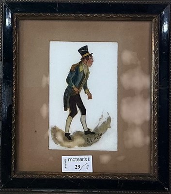 Lot 29 - THREE VICTORIAN PAINTINGS ON MILK GLASS