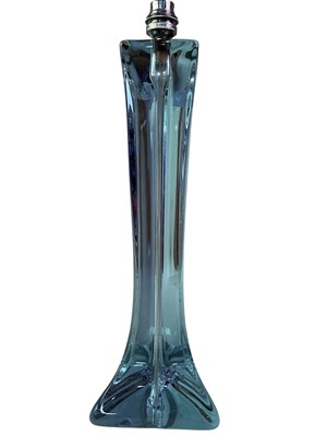 Lot 37 - SEVRES PURPLE GLASS TABLE LAMP