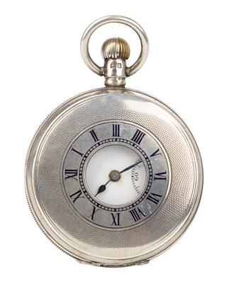 Lot 923 - SILVER CASED HALF HUNTER POCKET WATCH