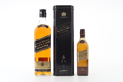 Lot 134 - JOHNNIE WALKER 18 YEAR OLD GOLD LABEL 20CL AND 12 YEAR OLD BLACK LABEL