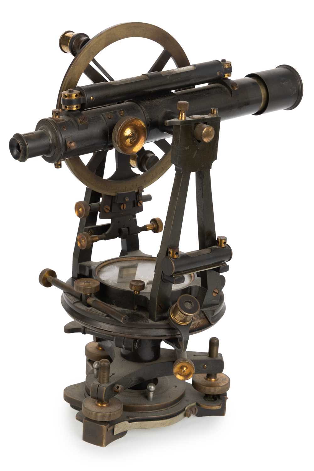 Lot 1031 - BRASS AND BLACK JAPANNED THEODOLITE