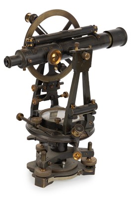 Lot 1031 - BRASS AND BLACK JAPANNED THEODOLITE