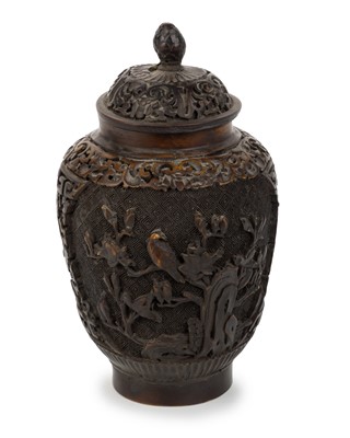 Lot 782 - CHINESE CINNABAR LIDDED JAR