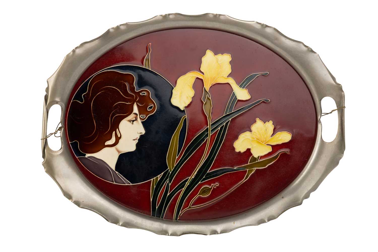 Lot CARL LUBER FOR JOHANN VON SCHWARZ, ART NOUVEAU CERAMIC TRAY