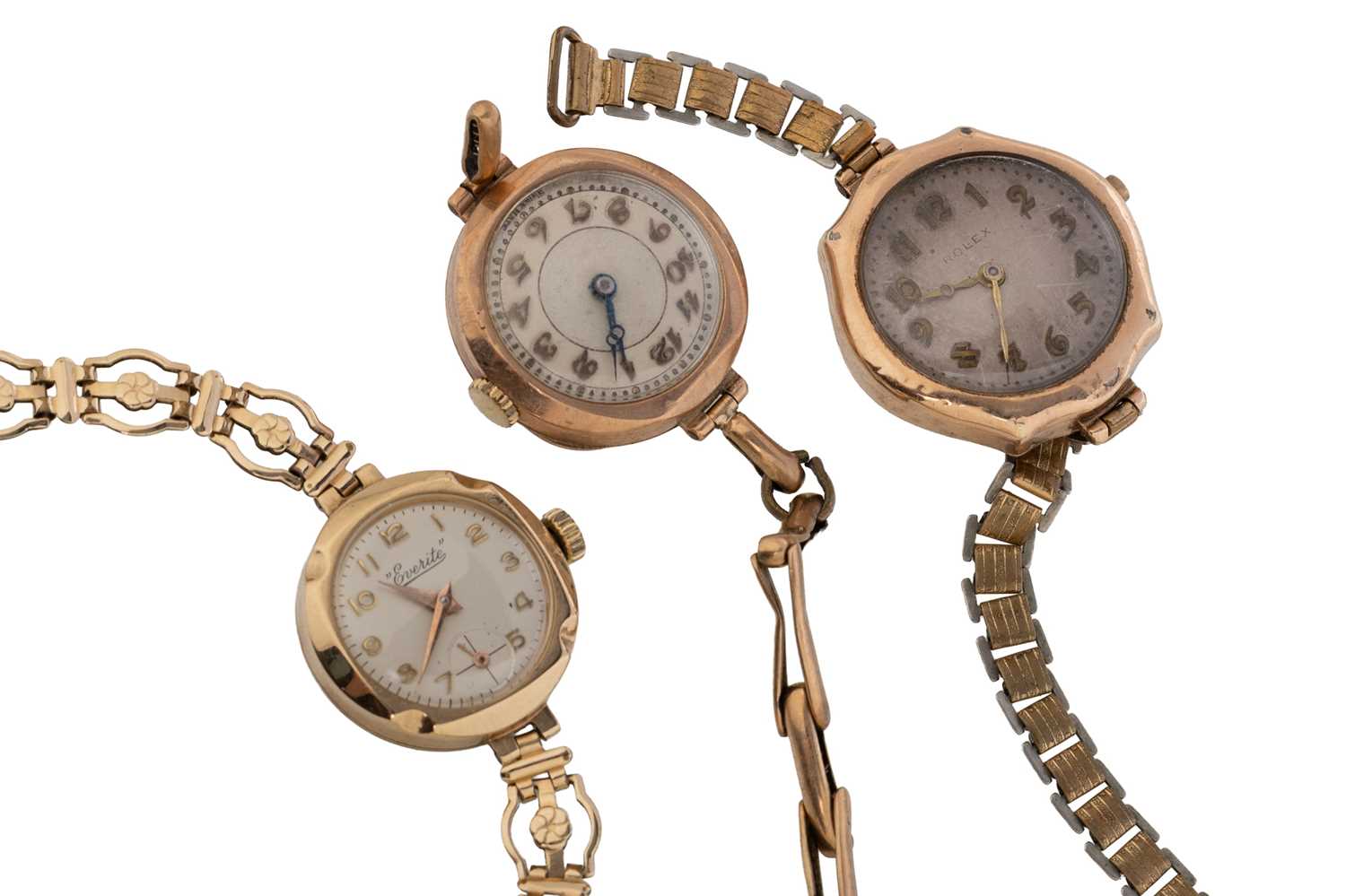 Lot 803 - ROLEX GOLD CASED MANUAL WIND WRIST WATCH AND TWO OTHERS