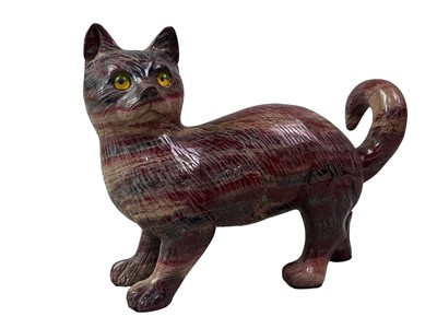Lot 134 - CARVED AGATE MODEL OF A CAT