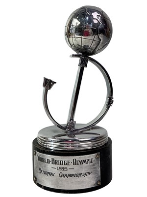 Lot 142 - SILVER PLATED WORLD BRIDGE TROPHY