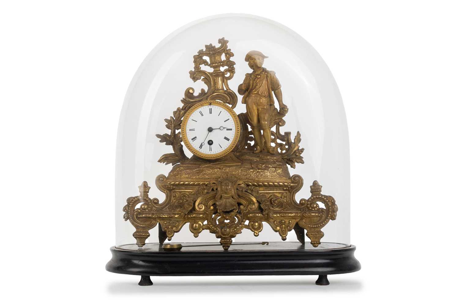 Lot 1003 - FRENCH GILT METAL FIGURAL MANTEL CLOCK