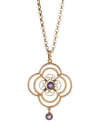 Lot 420 - AMETHYST PENDANT ON CHAIN