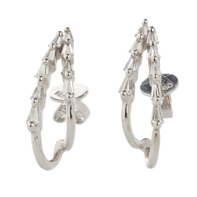 Lot 421 - PAIR OF DIAMOND SET HALF HOOP EARRINGS