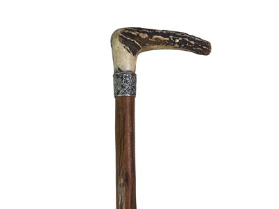 Lot 72 - VICTORIAN SILVER COLLARED WALKING STICK