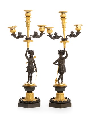 Lot 1395 - PAIR OF SMALL BLACKAMOOR CANDELABRA