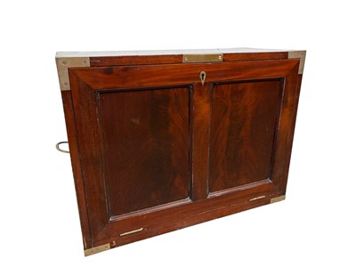 Lot 1393 - VICTORIAN MAHOGANY CAMPAIGN STYLE TRAVEL WRITING DESK