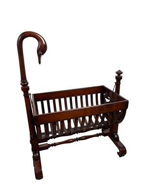 Lot 1386 - VICTORIAN MAHOGANY BABY'S CRIB