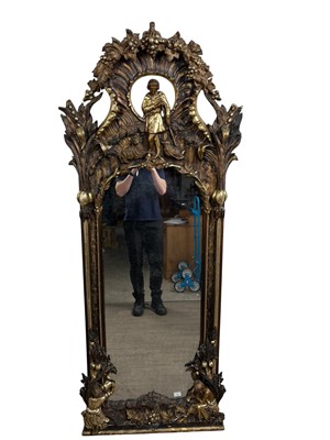 Lot 1388 - VICTORIAN ORNATE GILT WALL MIRROR
