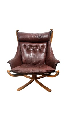 Lot 1570 - LEATHER FALCON CHAIR BY SIGURD RESSEL OF VATNE