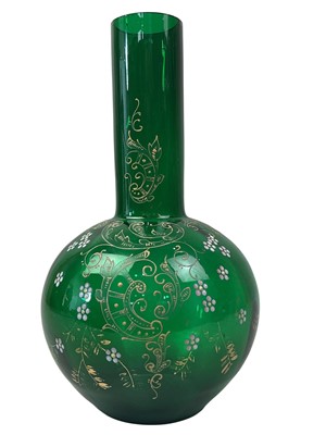 Lot 272 - VICTORIAN GREEN GLASS VASE