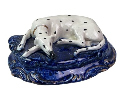 Lot 283 - VICTORIAN STONEWARE FIGURE OF A DOG