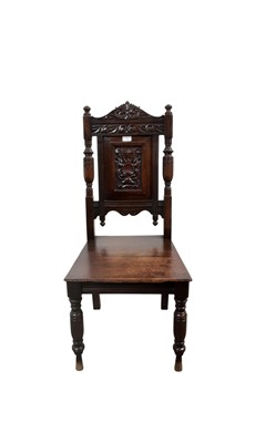 Lot 202 - VICTORIAN OAK HALL CHAIR