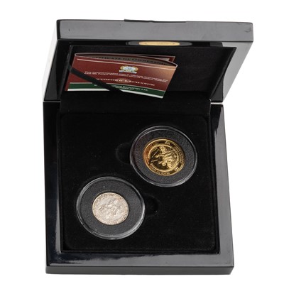 Lot 44 - CHRISTMAS TRUCE GOLD DOUBLE CROWN AND KING'S SHILLING COMMEMORATIVE TWO COIN SET