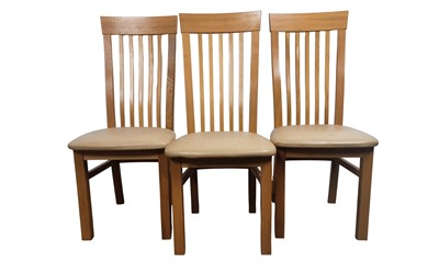 Lot 330 - SET OF THREE OAK HIGH BACK DINING CHAIRS