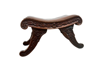 Lot 326 - CARVED OAK STOOL