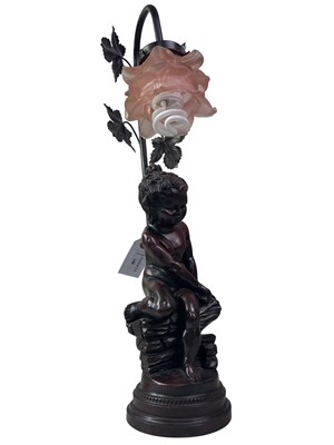 Lot 348 - REPRODUCTION BRONZED FIGURAL TABLE LAMP