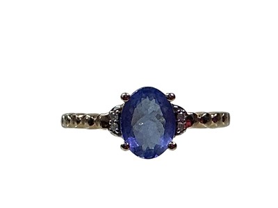 Lot 363 - TANZANITE AND DIAMOND RING