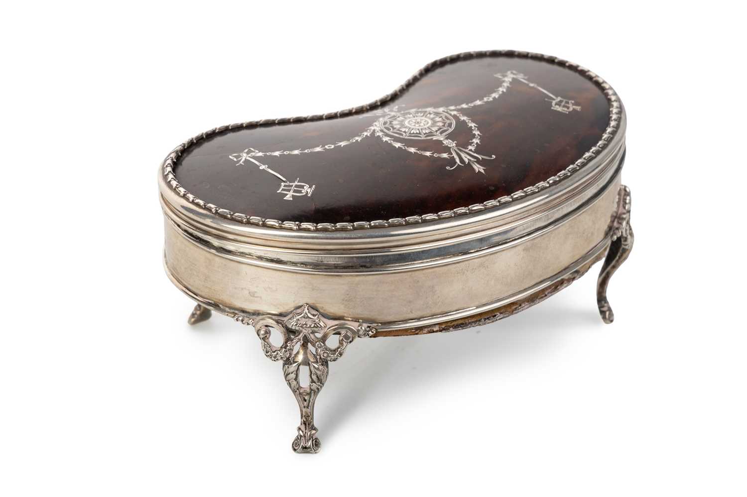 Lot 36 - VICTORIAN SILVER AND TORTOISESHELL TRINKET BOX