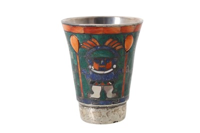 Lot 58 - SILVER HARDSTONE INLAID BEAKER 