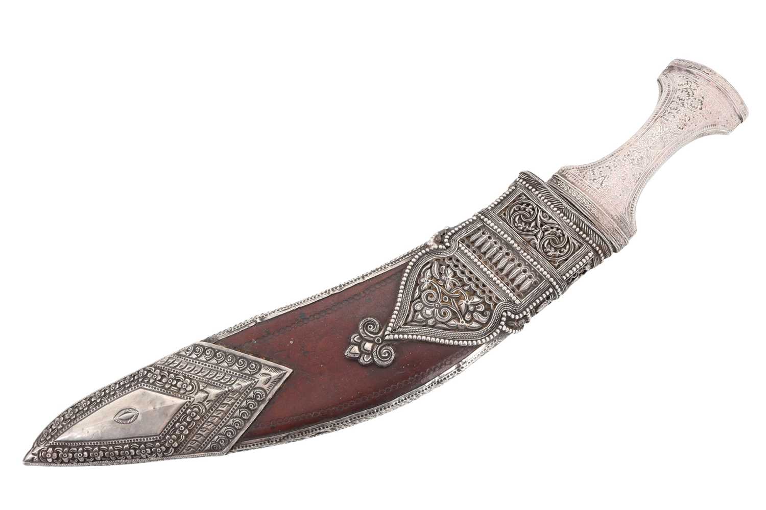 Lot 1193 - NEPALESE/INDIAN SILVER MOUNTED KUKRI