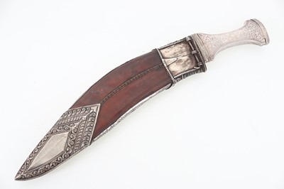 Lot 1193 - NEPALESE/INDIAN SILVER MOUNTED KUKRI