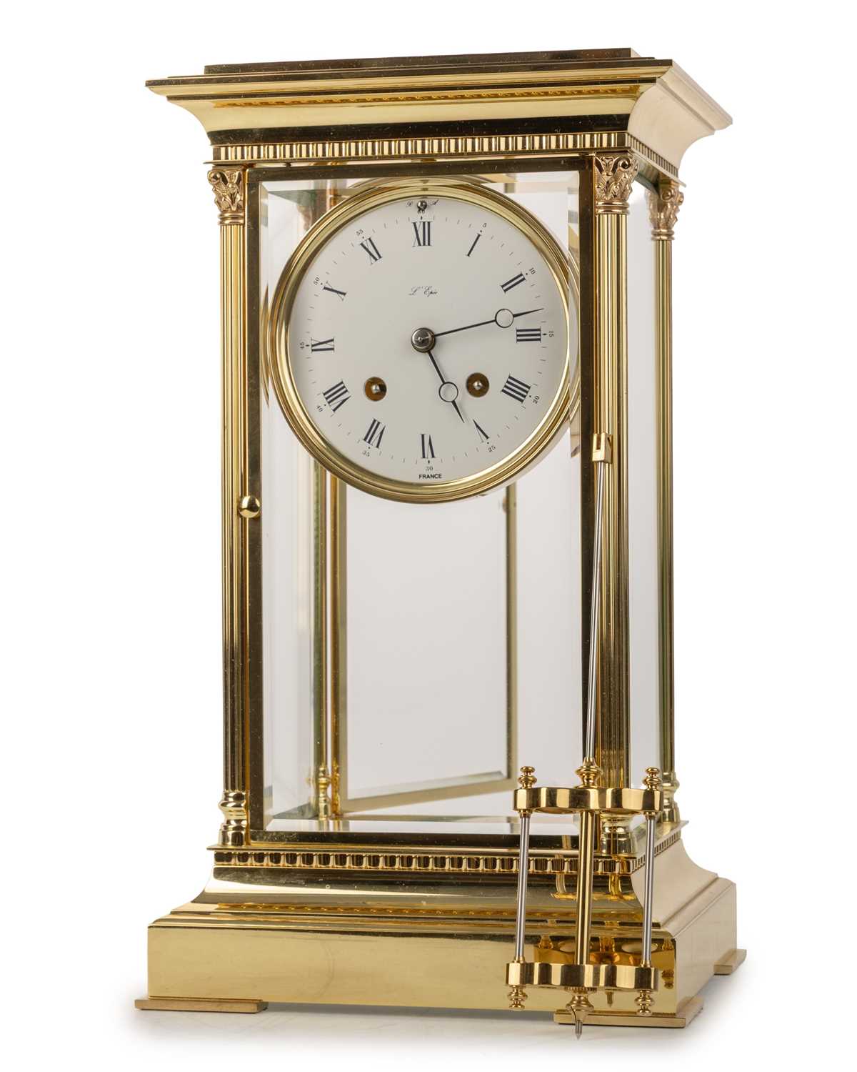 Lot 1037 - L'EPEE BRASS FOUR GLASS MANTEL CLOCK
