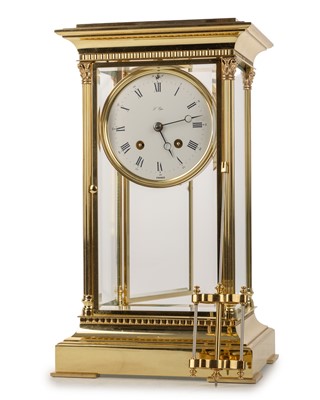Lot 1037 - L'EPEE BRASS FOUR GLASS MANTEL CLOCK