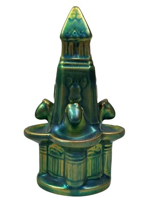 Lot 541 - ZSOLNAY PECS EOSINE GLAZE MODEL OF A MONUMENT
