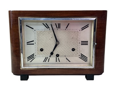 Lot 383 - ART DECO WALNUT GERMAN MANTEL CLOCK