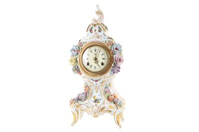 Lot 1020 - DRESDEN PORCELAIN MANTLE CLOCK