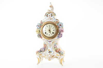 Lot 1020 - DRESDEN PORCELAIN MANTLE CLOCK