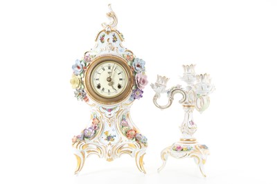 Lot 1020 - DRESDEN PORCELAIN MANTLE CLOCK