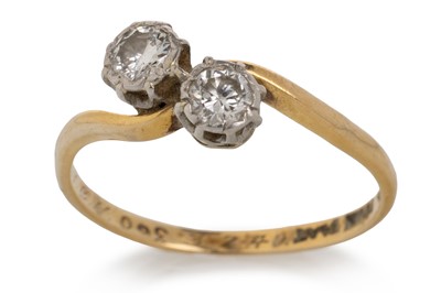 Lot 438 - DIAMOND TWO STONE RING