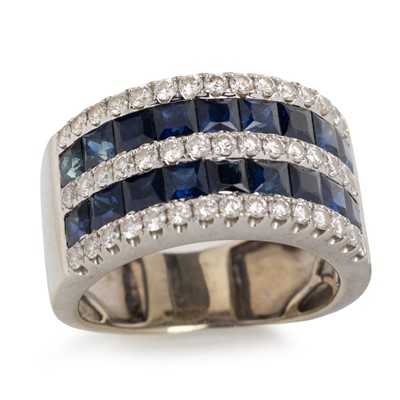 Lot 442 - SAPPHIRE AND DIAMOND BAND