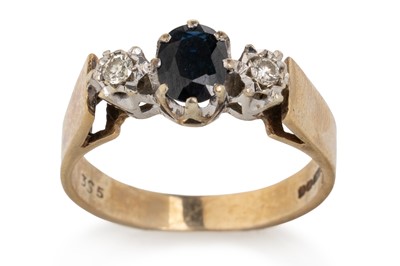 Lot 446 - SAPPHIRE AND DIAMOND THREE STONE RING