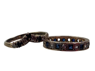 Lot 582 - TWO SAPPHIRE AND CUBIC ZIRCONIA DRESS RINGS