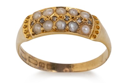 Lot 457 - VICTORIAN SEED PEARL AND DIAMOND RING