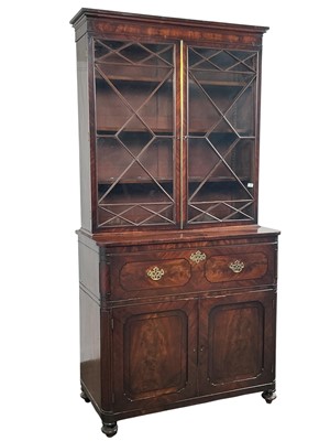 Lot 1468 - LATE REGENCY MAHOGANY SECRETAIRE BOOKCASE