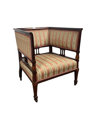 Lot 687 - EDWARDIAN MAHOGANY SQUARE BACK CHAIR