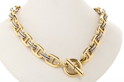 Lot 755 - IMPRESSIVE YELLOW AND WHITE GOLD ANCHOR LINK NECKLACE