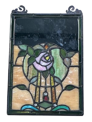 Lot 757 - MATCHED PAIR OF CONTEMPORARY STAINED AND LEADED GLASS PANELS