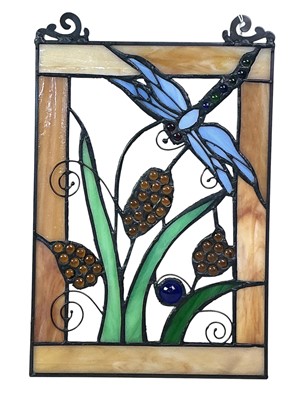 Lot 758 - CONTEMPORARY STAINED AND LEADED GLASS PANEL