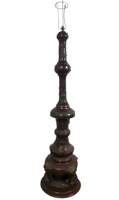 Lot 857 - LARGE AND UNUSUAL JAPANESE BRONZE FLOOR LAMP